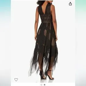 完売間近！【BCBG MAXAZRIA】High-Low Cocktail Dress BCBGMAXAZRIA Womens Polyester Crimped Satin Cocktail Dress